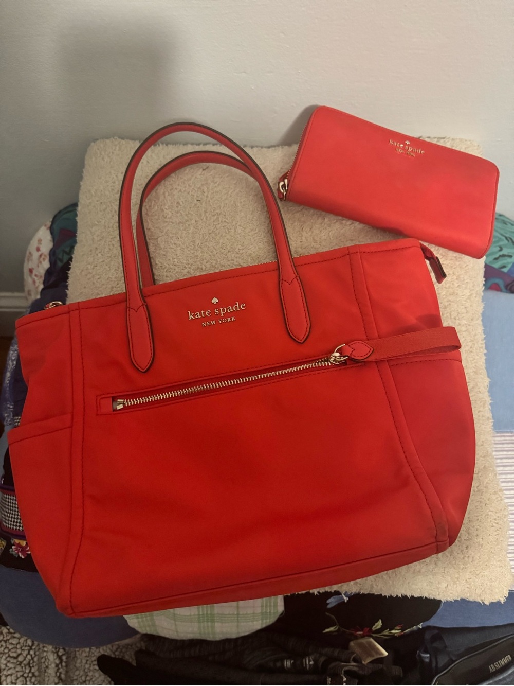 kate spade New York Red Tote with Matching Zip Wallet